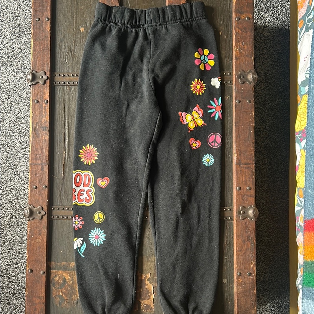 Pink Sparkle Floral Joggers; size 7/8